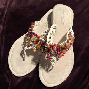 Coldwater Creek Beaded Flip Flop Sandals